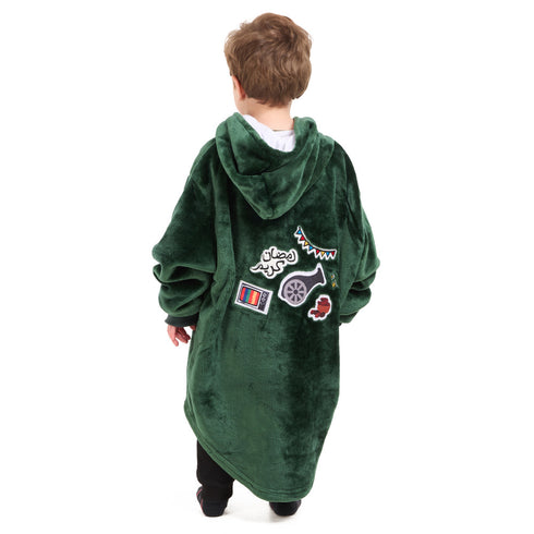 Snuggs Kids Blanket Hoodie Dark Green مدفع رمضان
